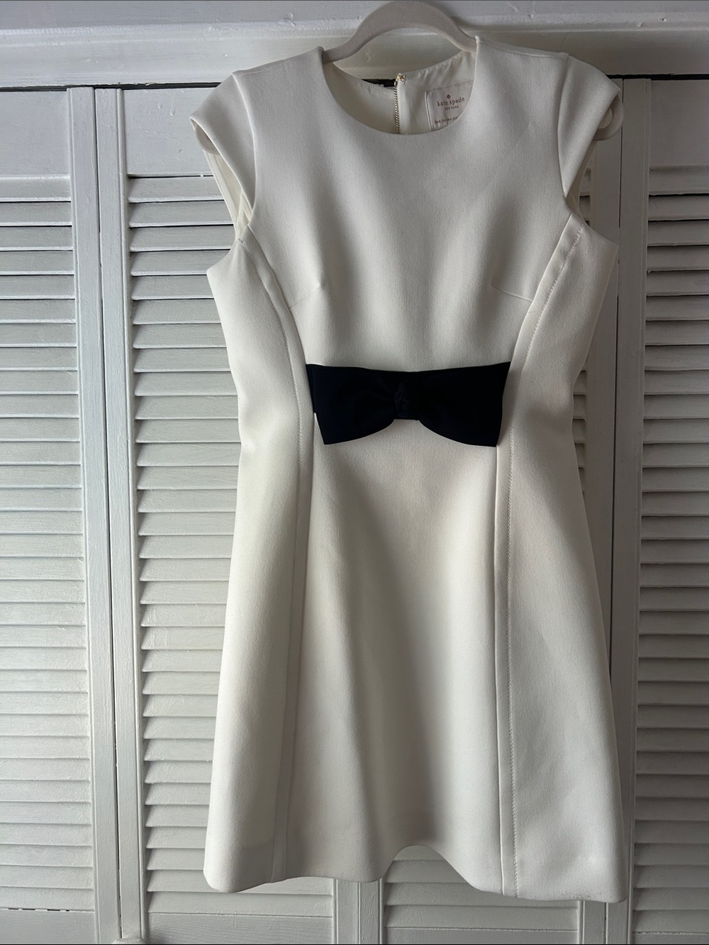 kate spade White Mini Dress with Black Bow